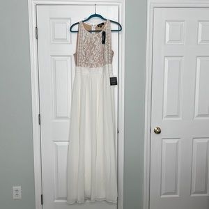 NWT Lulus Forever & Always White Lace Maxi Dress, Size L